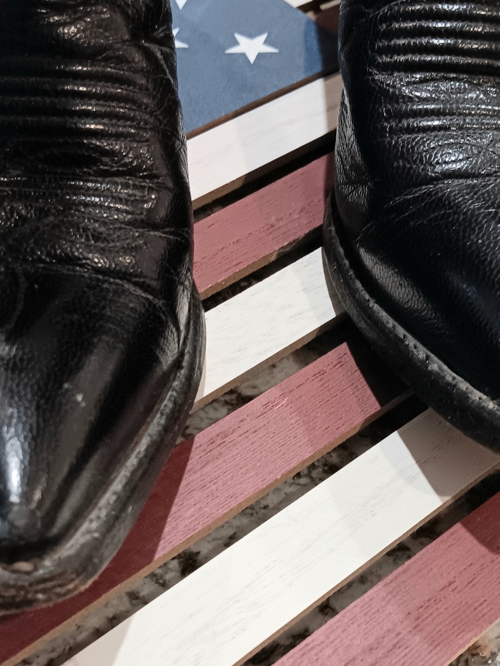 Tony Lama Black Leather Cowgirl Heeled Boots - Picture 3 of 7